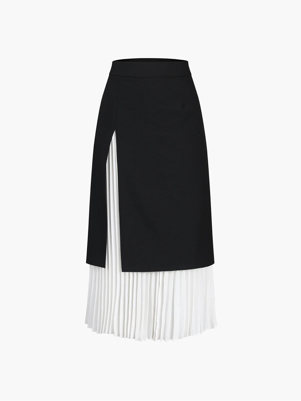Asymmetric Two-Tone Pleated Maxi Skirt - Black & White commense nwt size small - Picture 2 of 7